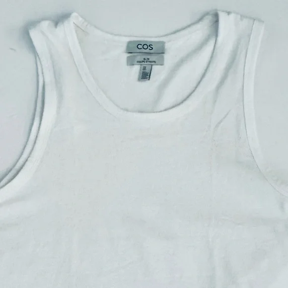 COS The Slim Coupe Etroite Sleeveless Soft Tank Top Shirt, White, Size M - Picture 5 of 9